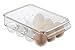 mDesign Stackable Plastic Covered Egg Tray Holder, Storage Container and Organizer for Refrigerator, Carrier Bin with Lid and Handle - Holds 12 Eggs - Clear