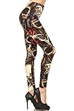 Leggings Depot Ultra Soft REGULAR and PLUS Popular Best Printed Fashion Leggings Batch4 (Plus (Size 12-24), Skull Romance)