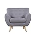 Mid Century Modern Style Sofa / Love Seat Red, Grey, Yellow, Blue - 1 Seat, 2 Seat, 3 Seat (Grey, 1 Seater)