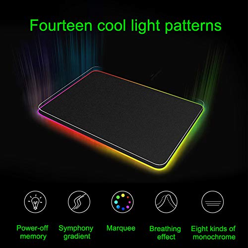 gdfh RGB Gaming Mouse Pad Soft, USB Interface, 8 Lighting Modes, 4mm Ultra Thick, Oversized Glowing Led Extended Mouse Pad, Anti-Slip Rubber Base Waterproof Keyboard Mouse Mat
