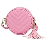 CMK Trendy Kids Girls' Round Purse with Tassel Small Handbag Princess Crossbody Fringe Bag Kids Shoulder Purse