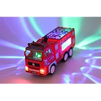 Carryfly Upgraded Version of Electric fire Truck Toy, Automatic Driving and Steering, accompanied by Siren Sound, Dynamic 3D Lighting, Amazing Children