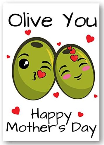 Second Ave Cute/Funny Olive You Pun Mother's Day Card For Her, 210mm x 148mm