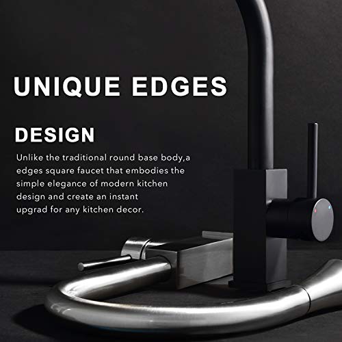 Kitchen Sink Faucet with Docking Pull Down Sprayer Matte Black with Deck Plate