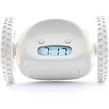 Clocky Rolling Alarm Clock (Best Loud for Heavy Sleeper Bed-Room) Cool, Fun Clockie Jump, Chase, Run-Away, Move, Wheel (White)