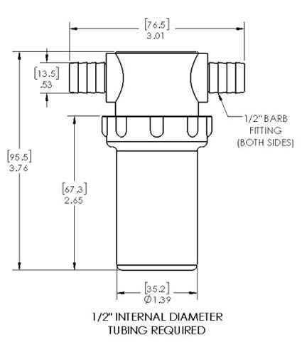 1/2" Hose Barb In-Line Strainer with 50 mesh stainless steel filter screen