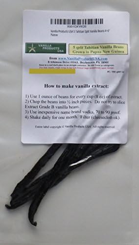 Vanilla Products USA 5 Tahitian Split Vanilla Beans 4~6"
