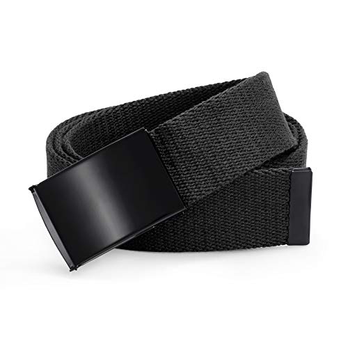 Canvas  Belt FlipTop Solid Black Military Buckle Mens bing Belts