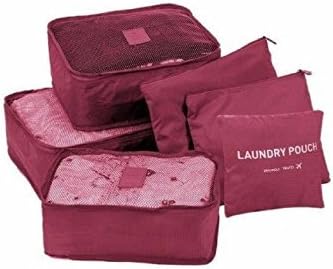 DEALCROX 6 Set Nylon Travel Multi-functional Storage Bagsย (Maroon)