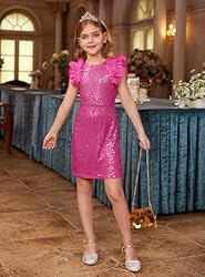 GRACE KARIN Girls Hot Pink Dress Size 8 Sequin