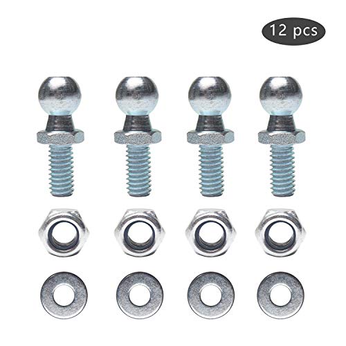 Beneges 4 Pair 13mm Ball Studs With Hardware Lock Nuts Washers 5/16-18 Thread x 5/8" Long Shank For Universal Gas Lift Support Strut End Fittings