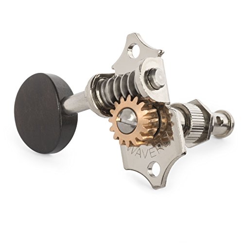 Waverly Guitar Tuners with Ebony Knobs, for Solid Pegheads, Nickel, 3L/3R