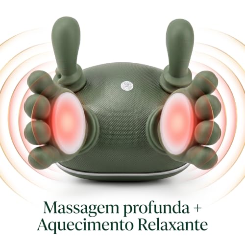 Massageador Cervical e Corporal "Mãozinha" com Aquecimento, 3 Intensidades, Sem Fio, Recarregável USB-C, Alívio e Relaxamento