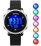 USWAT Children Digital Watch Outdoor Sports Watches Boy Kids Girls LED Alarm Stopwatch Dress Wristwatches Black