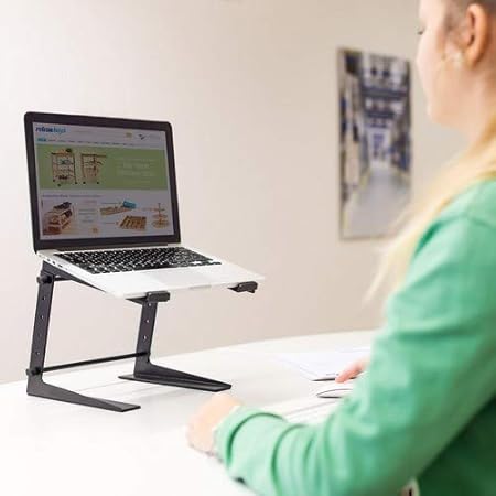 Relaxdays Notebookstander Hohenverstellbar Laptophalter Schreibtisch Laptopstander Metall Hbt 34x26x32cm Schwarz Amazon De Kuche Haushalt