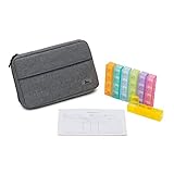 Premium Pill Organizer with Travel Case - 7 Day Weekly, Large 4 Times a Daily Pill Box and Medical Case - Prescription and Medication Holder Travel Wallet with Pockets for Medical Supplies