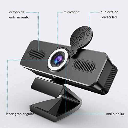 Belnk A9C Webcam mit Ringlicht, FHD 1080P Webcam mit Mikrofon und Streaming Webcam, Plug & Play Webkamera, Einstellbare Helligkeit, USB Webcam für PC Desktop Laptop MAC, Zoom Skype YouTube