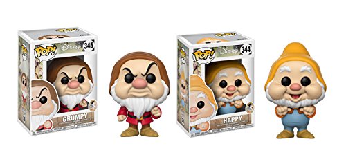Funko POP! Disney's Snow White and the Seven Dwarfs Grumpy Dwarf and Happy Dwarf Toy Action Figure - 2 POP BUNDLE