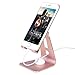 Mothca Adjustable Aluminum Cell Phone Holder, 270 Degree Rotating Multi Viewing Angle Mobile Phone Stand, Universal Desktop Charging Dock for iPhone Samsung Nintendo Switch iPad Tablet (Rose Gold)
