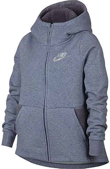 Amazon.com: Nike Girls Sportswear Full Zip Sherpa Hoodie Shirt Heather Blue AV8422 (X-Large 