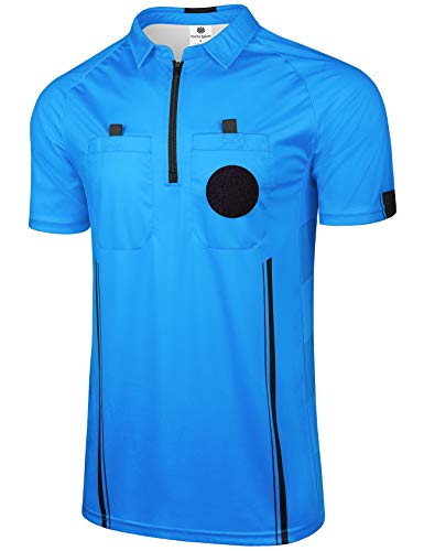 FitsT4 Sports Pro Soccer Referee Jersey Short Sleeve Ref Shirts Blue Large - Thumbnail 7