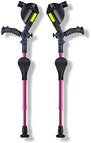Ergobaum Junior Crutches. Adjustable (3'9 to 5') &amp; Fully Ergonomic. Newest 3rd Generation With Smaller Cuff (Pink) by Ergoactives