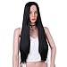 ForQueens Synthetic Long Straight Hair Wigs Black Color Full Wig for Women Middle Part Heat Resistant Wigs Long Wigs for Black Women
