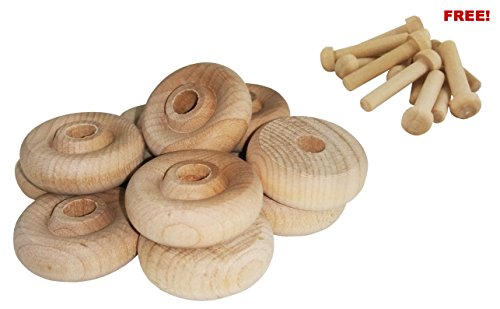 Wood Wheels - 100 Pack with Free Axle Pegs - Made in USA (1