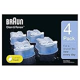 Braun Clean and Renew 4 Pack, Cartridge, Refill, Replacement Cleaner, Cleaning Solution