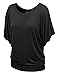 Aenlley Womens Boat Neck Dolman Top Short Sleeve Solid Shirring Drape Jersey Tops
