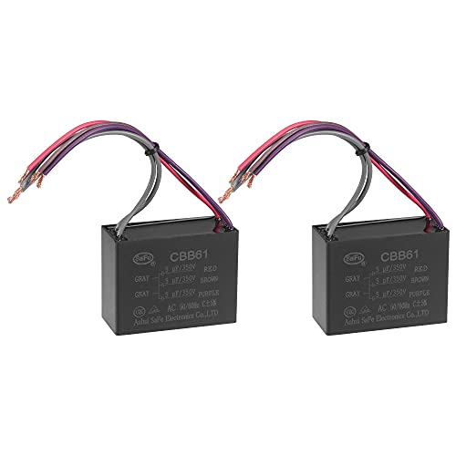 uxcell Ceiling Fan Capacitor CBB61 5/5/5uF 350V AC 5 Wires Metallized Polypropylene Film Capacitor 58x44x26mm for Electric Fan Pump Motor Generator 2Pcs: Industrial & Scientific
