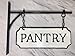 Silvercloud Trading Co. Rustic Hanging Double-Sided Pantry Embossed Black on White Enamel Metal Sign with Bracket - Wall Decor - Room Label