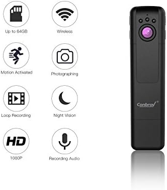 Hidden Wifi Spy Pen Body Cam, Conbrov 1080P Full HD Portable Covert Camera with Motion Detection and Night Vision Real-time Live stream support max 64GB