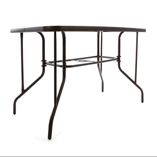 Nexos Trading 5-teiliges Gartenmöbel-Set – Gartengarnitur Sitzgruppe Sitzgarnitur aus Bistrostühlen & Esstisch – Stahl Kunststoff Glas – braun Dunkelbraun – Bild 4