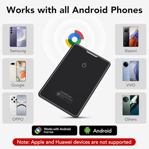 Android Wallet Tracker Tarjeta 2 unidades, ultrafina, Smart Finder Card Tag Compatible con Google Find Hub (Android solamente), IP68 resistente al agua localizador de llaves para cartera, maleta