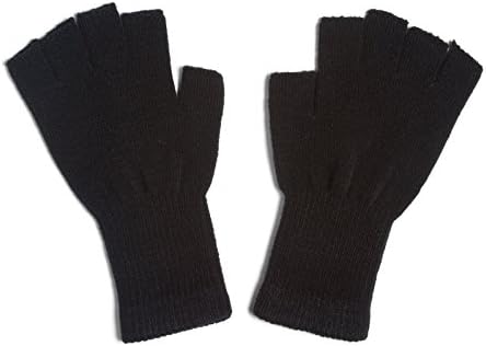 Plain Unisex Fingerless Glove, Black
