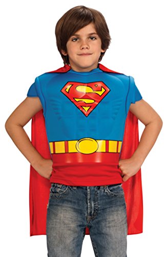 Superman Muscle Chest Costume Shirt with Cape, Small
