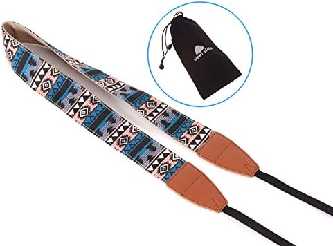 Nine States Fabric Universal Adjustable Camera Neck Strap for DSLR (Blue) (TX-305) + a Nine States Logo Pouch