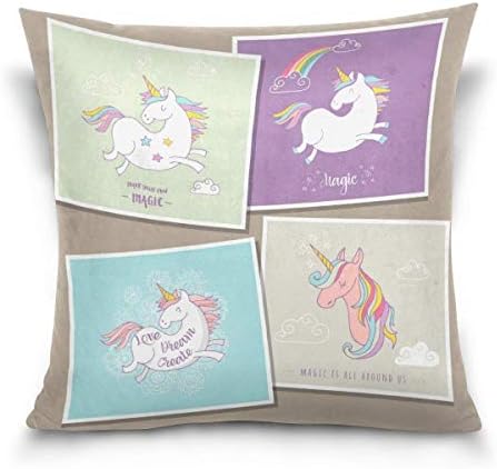 GHEDPO 18 X 18 inch Pillow Case Decorative Cushion Cover Unicorn Card Pattern Pillowcase
