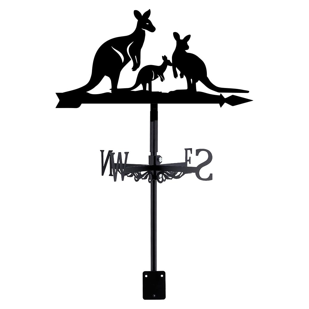 SUPERDANT Kangaroo Weather Vane Forest Animals Metal Weathervanes Kangaroo Family Wind Direction Indicators Black Metal Wind Vanes Signs for Roof Garden Farmhouse Ourdoor Yard Shed Decoration