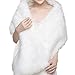 Dikoaina White Faux Fur Wrap Shawl Shrug Bolero Cape for Bridal Winter Weddings Gift