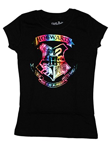 Harry Potter Hogwarts Girls Shirt 4-16 (L (10/12)), Black