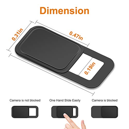 YILIJIE Laptop Webcam Cover, 0.027In Ultra Thin Laptop Camera Cover Strong Adhesive Security Webcam Privacy Cover Slide Blocker for MacBook Pro/Air, iMac, PC, Ipad, Smartphone, Echo Spot (S-9Pack)