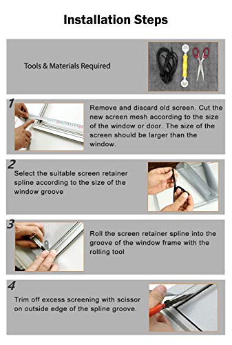 Shatex Roll Window Screen Mesh, DIY Nylon Screen Replacement Mesh Fabric, Anti-Mosquito/Insect Barrier, 48"x75", White