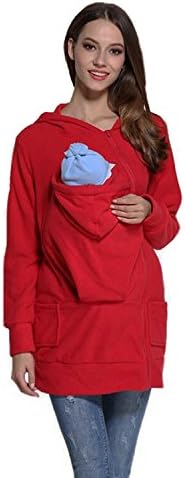 frose Women Maternity Kangaroo Hoodie Soft Sweatshirts Fleece Jacket For Mom and Baby Carrier