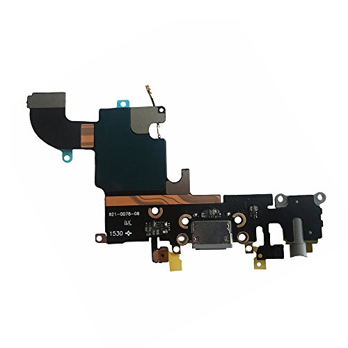Johncase New OEM Original USB Charging Port Dock Connector Flex Cable + Microphone + Headphone Audio Jack Replacement Part for iPhone 6s 4.7 Black