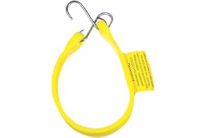 9 in. Cold Weather Heavy-Duty Tarp Strap – 90 lbs. WLL | Yellow TPR with Zinc-Plated S-Hooks | Single Item, Individually Labe
