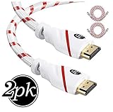 HDMI Cable 6 ft - 2 Pack - High Speed 4k - Supports Ethernet, Ultra HD, HDR Video Bandwidth 18Gbps - Audio Return Channel - HDCP 2.2 Compliant - 6 Feet (1.8 Meters) hdmi Cord 6ft