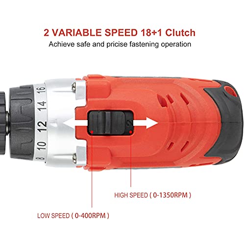 MonQootr Akku-Bohrschrauber 12.6V, 30Nm Akkuschrauber mit 34 Zubehör, 18+1 Drehmomentstufen, 2 variable Drehzahlen, 3/8… – Bild 4