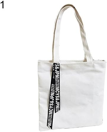 Shoulder Bags,Simple Style Canvas Purse Tote Single Satchel - White Letter
